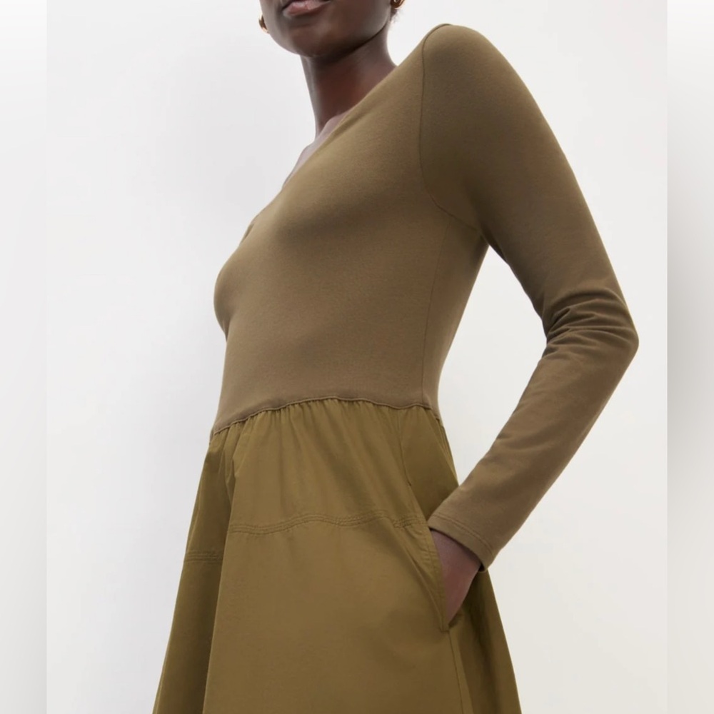 Everlane Olive Long Sleeve Dress - Picture 14 of 14